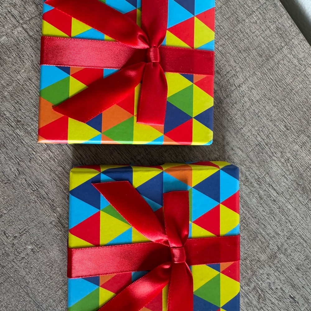 Colorful Geometric Gift Box with Red Ribbon - Picture 2 of 9